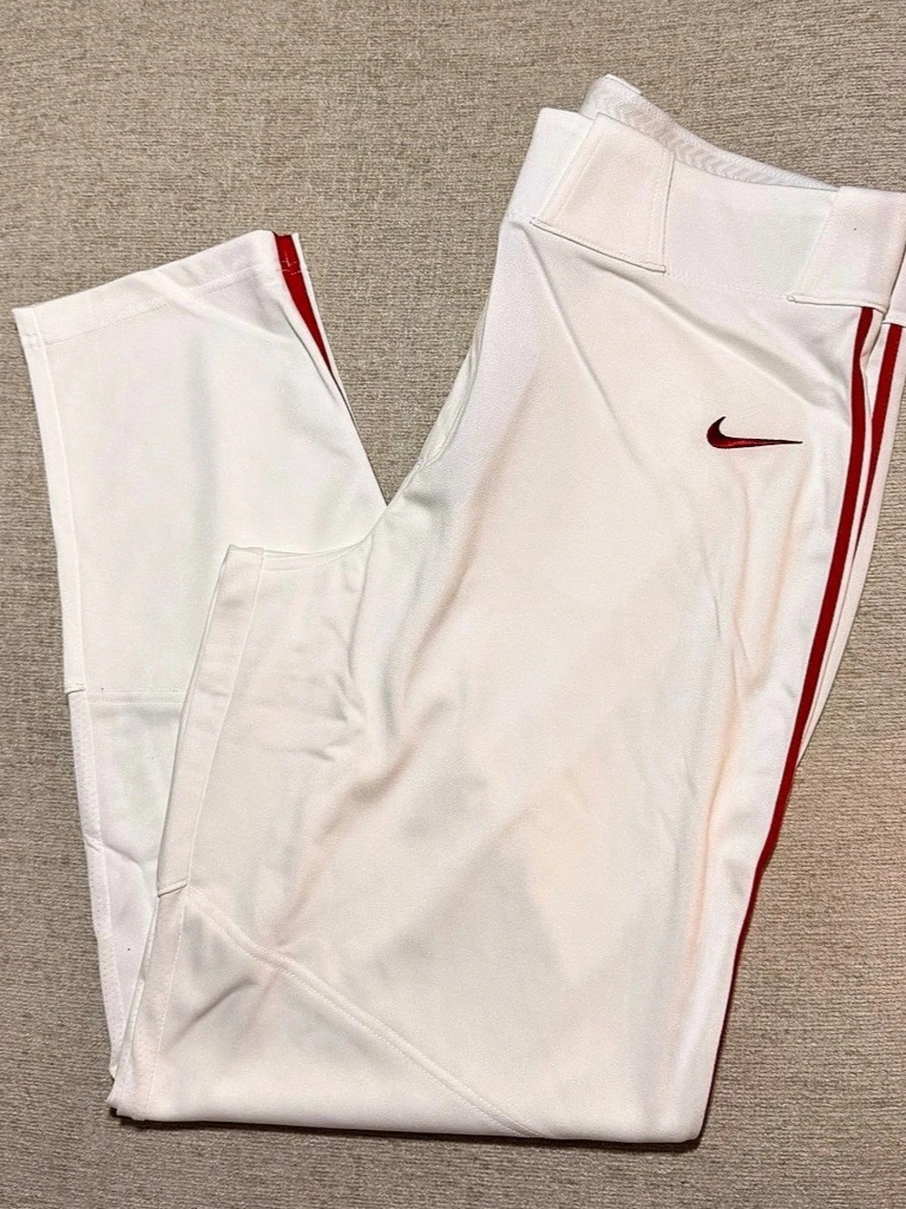 Nike Vapor Select Piped Baseball Pants White & Red